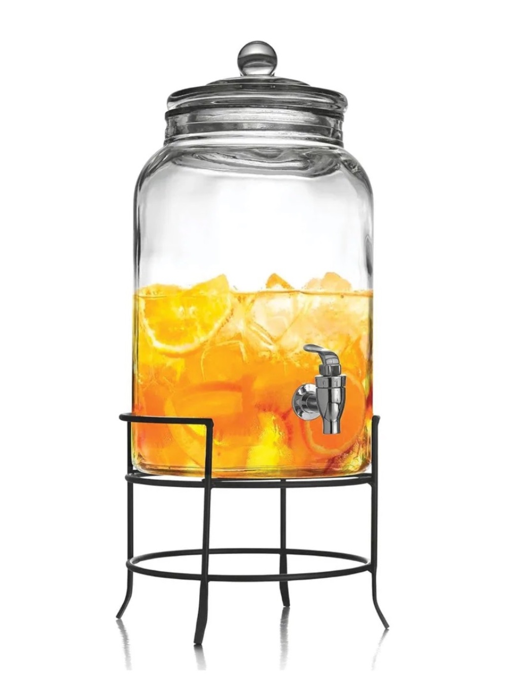 Glass Beverage Dispenser with Silver Gray Metal Stand - Clear - Picture 2 of 6